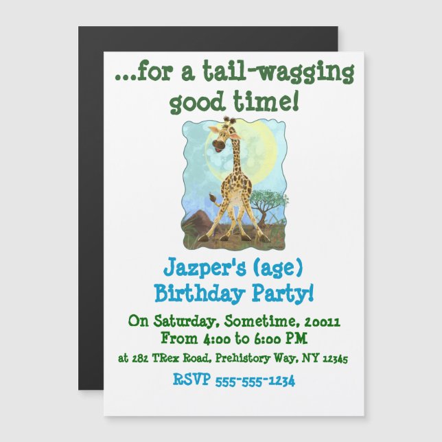 Animal Parade Giraffe Magnetic Invitation (Front/Back)