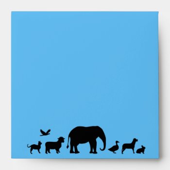 Animal Parade Personalized Square Envelope Blue by Joyful_Expressions at Zazzle