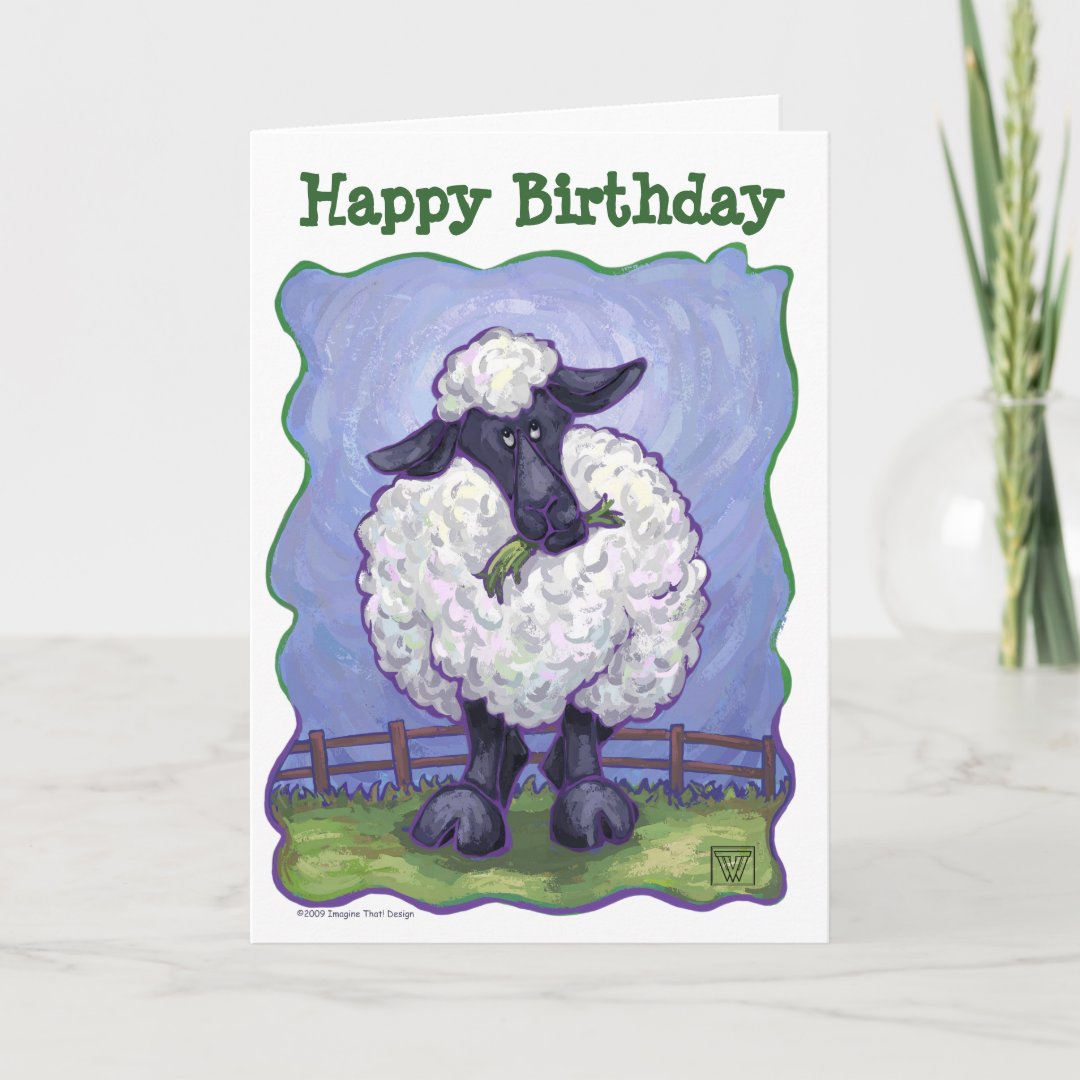 Animal Parade Sheep Art Happy Birthday Card | Zazzle