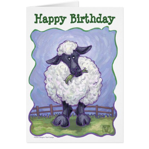 Animal Parade Sheep Art Happy Birthday Card | Zazzle