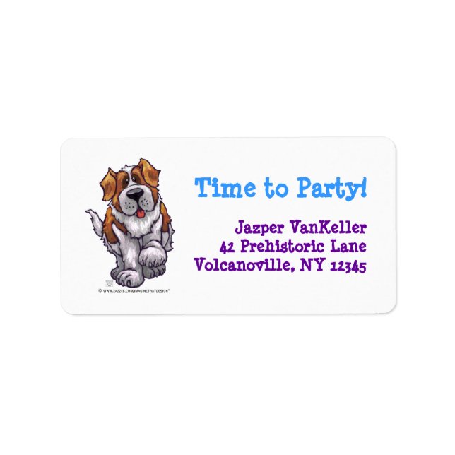 Animal Parade St. Bernard Dog Party Address Labels (Front)