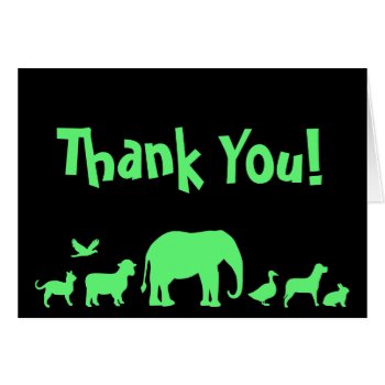 Animal Parade Thank You Cards Green by Joyful_Expressions at Zazzle
