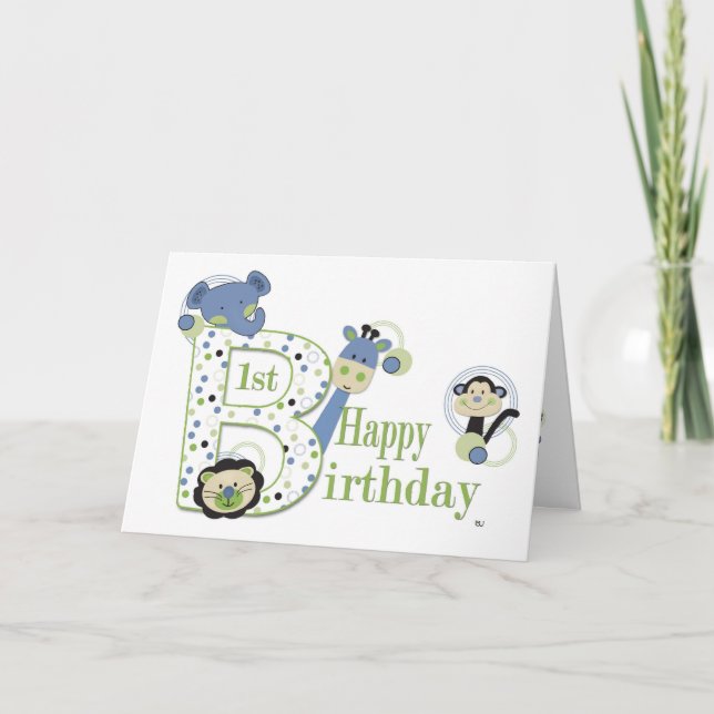 Animal Park 1st Birthday Card (Front)