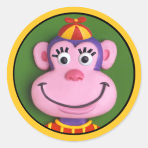 Animal Party Monkey Classic Round Sticker
