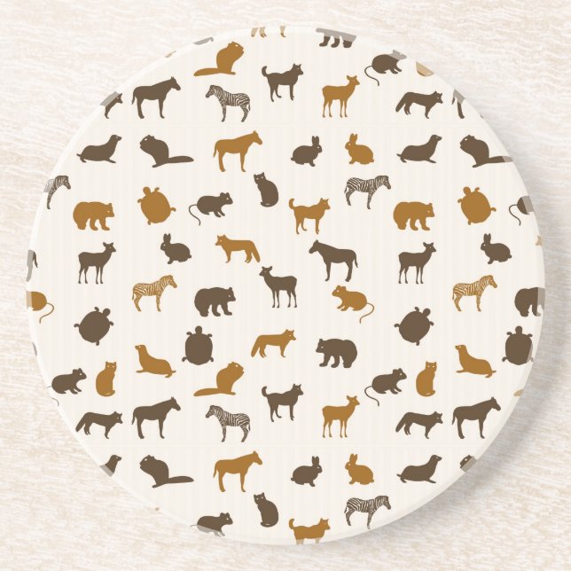 Animal pattern 1 sandstone coaster (Front)