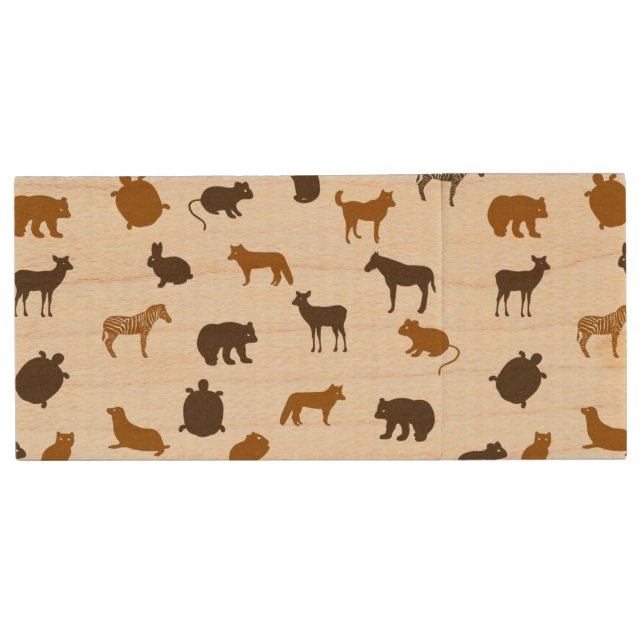 Animal pattern 1 wood USB flash drive (Front)