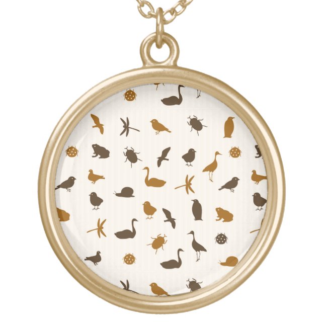 Animal pattern 2 gold plated necklace (Front)