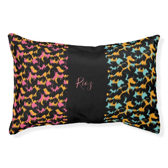 Animal Pattern 2 Tone Black Name     Pet Bed (Front)
