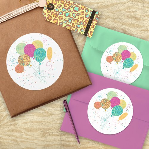 Animal Pattern Birthday Balloons Stickers