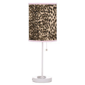 Animal pattern, brown, pink, monogram table lamp (Left)