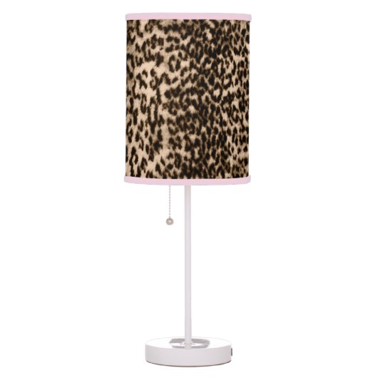Animal pattern, brown, pink, monogram table lamp (Right)