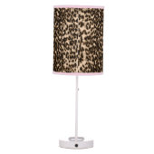 Animal pattern, brown, pink, monogram table lamp (Back)