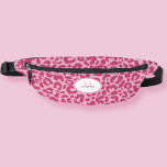 Animal Pattern Customized Name Pink Girly Travel Fanny Pack<br><div class="desc">Cute contemporary fanny pack design features a classic leopard animal print pattern in two shades of coordinating pink. Finished with white trim, there is a template for custom name and single letter initial in matching pink lettering. ALL colors in this design may be customized including the animal print! Contact me...</div>