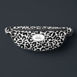 Animal Pattern Customized Name Travel Black White Fanny Pack<br><div class="desc">Cute contemporary fanny pack design features a classic leopard animal print pattern in black and white. There is a template for custom name and single letter initial in matching lettering. ALL colors in this design may be customized including the animal print! Contact me at beachpausedesigns@gmail.com with any questions or custom...</div>