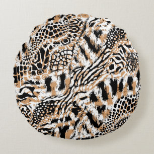 Animal pattern design. Modern leopard pattern desi Round Pillow