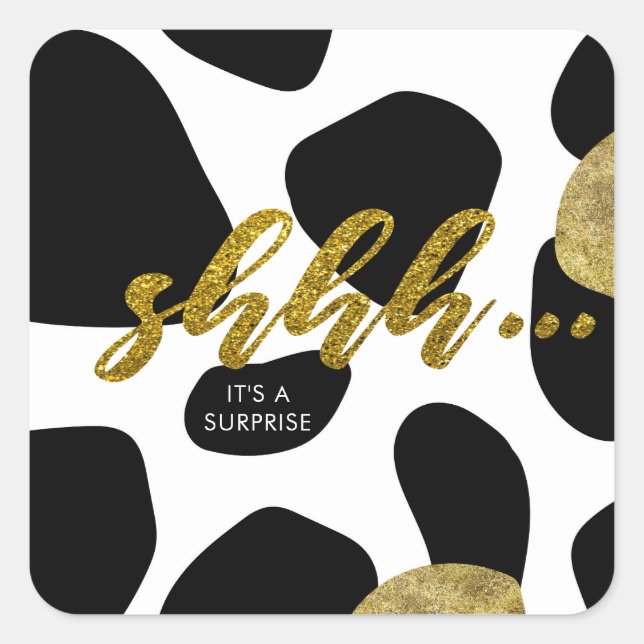 Animal Pattern Gold Surprise Birthday Sticker (Front)
