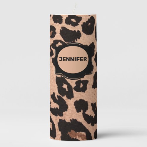 Animal Pattern personalized with custom name  Ther Pillar Candle