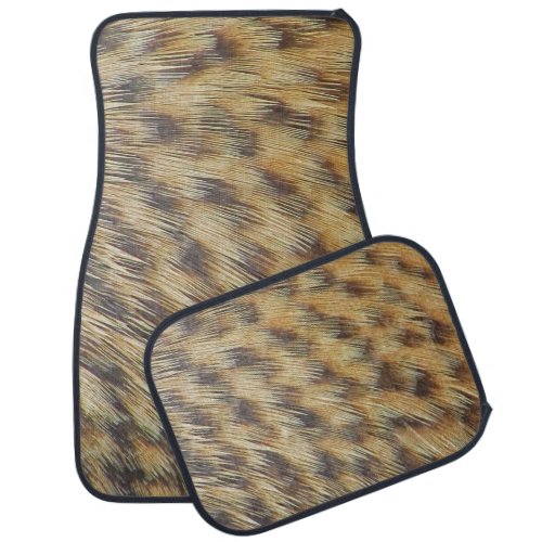 Animal Pattern Photo Brown and Gold Spots Feathers Car Floor Mat