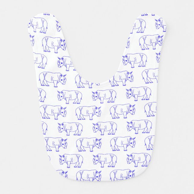 Animal Pattern Wild Rhino Baby Bib (Front)