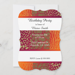 Animal Patterns Jewel Tones Birthday Invitation