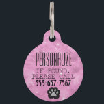 Animal Paw on Pink | Personalize Pet ID Tag<br><div class="desc">Animal Pet ID Tag ready for you to personalize. ✔Note: To start fresh with your text... just delete the text on this product and you can choose your font style, size and color from Zazzle's Design Tool Area. 📌If you need further customization, please click the "Click to Customize further" or...</div>