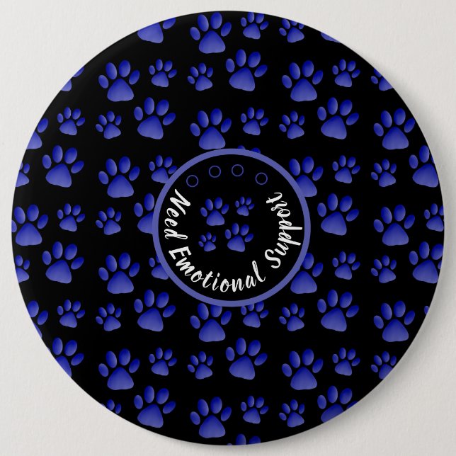 Animal paw print blue personalized  pets rescue button (Front)
