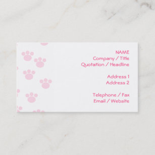 Animal Paw Print. Light Pink and White Pattern. Business Card