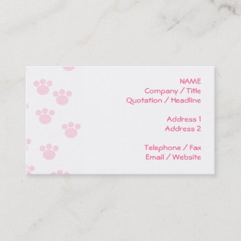 Animal Paw Print. Light Pink And White Pattern. Business Card by Graphics_By_Metarla at Zazzle