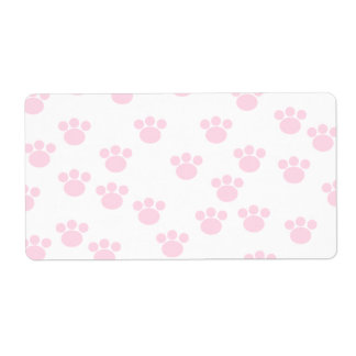 Animal Paw Print. Light Pink and White Pattern. Label