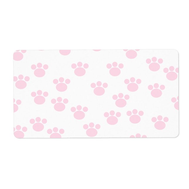 Animal Paw Print. Light Pink and White Pattern. Label (Front)