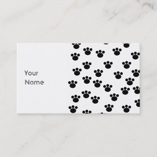Animal Paw Print Pattern. Black and White. Business Card Template