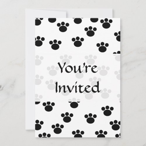 Animal Paw Print Pattern. Black and White. Custom Invitations