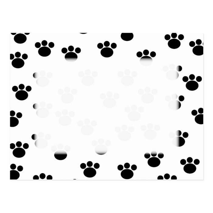 Animal Paw Print Pattern. Black and White. Post Card