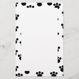Animal Paw Print Pattern. Black and White. Stationery