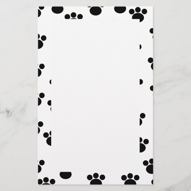 Animal Paw Print Pattern. Black and White. Stationery (Front)