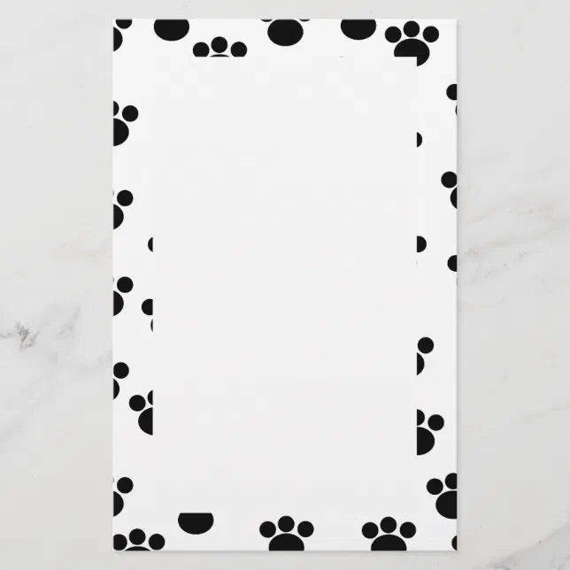 Animal Paw Print Pattern. Black and White. Stationery | Zazzle