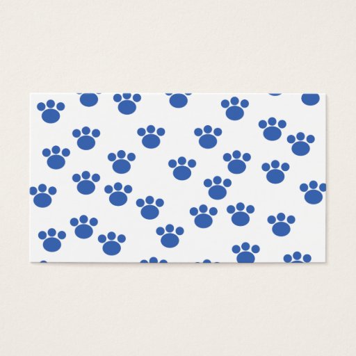 Customizable Animal Paw Print Pattern. Blue and White. Business Cards