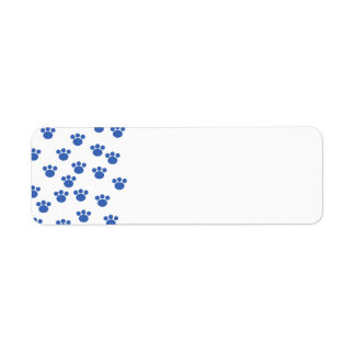 Animal Paw Print Pattern. Blue and White. Label