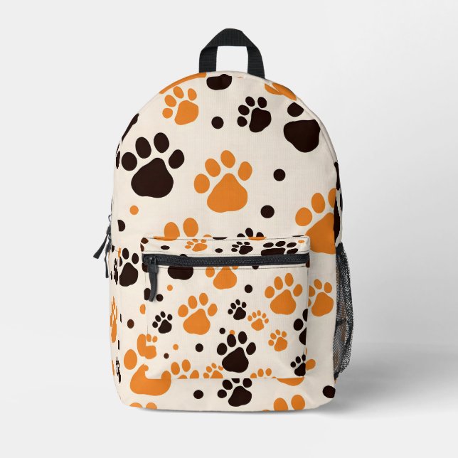Animal paw print printed backpack (Front)