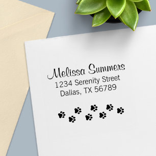 Animal Paw Prints Address - Cat Dog Pet Self-inking Stamp