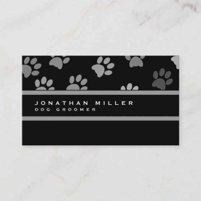 Animal Paw Prints | Black & Gray Business Card (Front)
