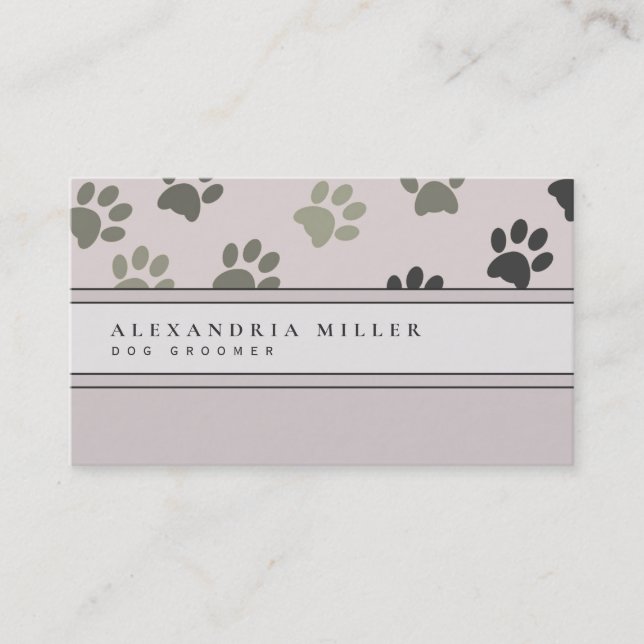 Animal Paw Prints | Blush Pink Business Card (Front)