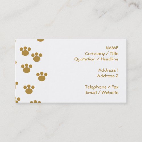 Animal Paw Prints. Brown and White Pattern. Business Card