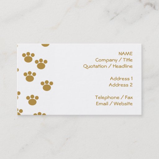 Customizable Animal Paw Prints. Brown and White Pattern. Business Card