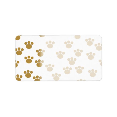 Animal Paw Prints Brown and White Pattern Label