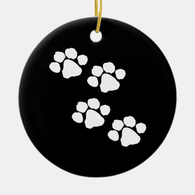 Animal Paw Prints Ceramic Ornament (Front)