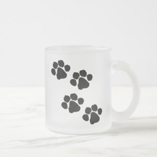 Animal Paw Prints Frosted Glass Coffee Mug
