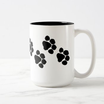 Animal Paw Prints Two-tone Coffee Mug by bonfireanimals at Zazzle