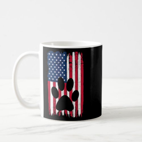 Animal Paw Silhouette American Flag Usa Patriotic  Coffee Mug