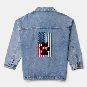 Animal Paw Silhouette American Flag Usa Patriotic Denim Jacket